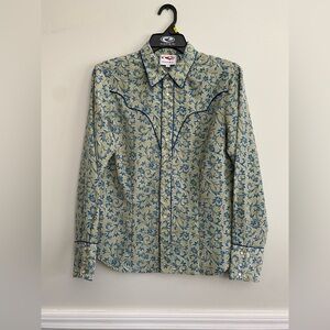 Women’s Roper Western Flashy Rodeo Floral Paisley Embroidered Shirt - L